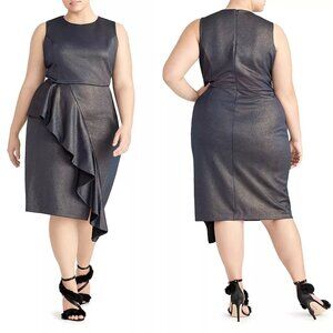 NWT New $139 Rachel Roy Augustine Metallic Ruffle Dress Size 24W